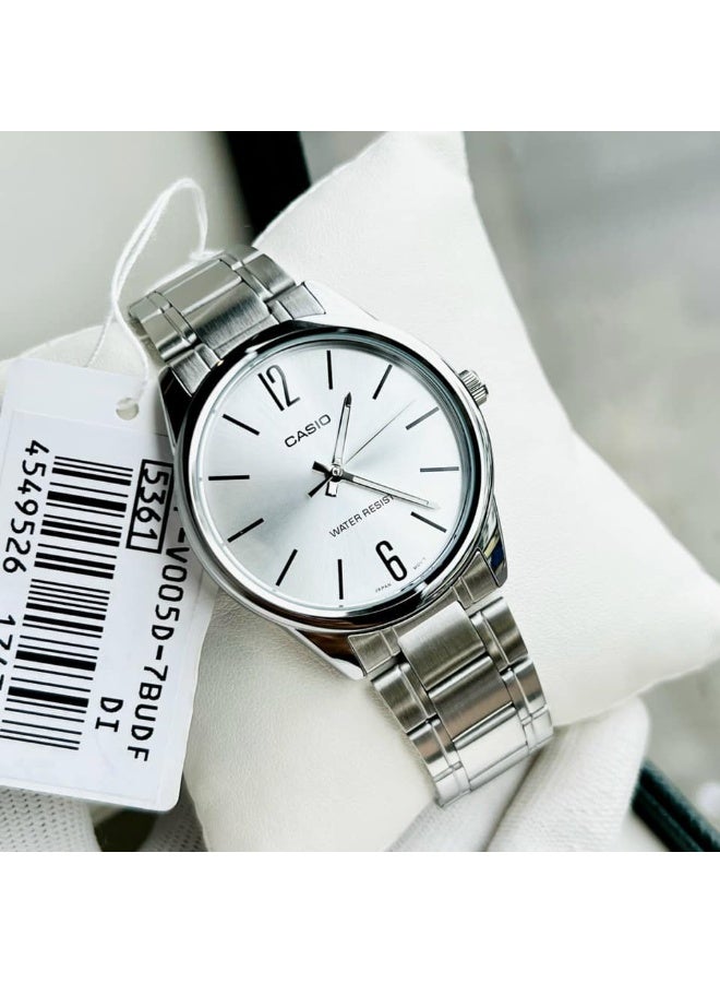 كاسيو ساعة كاسيو فضية اللون للزوجين - MTP/LTP-V005D-7B - Image 3